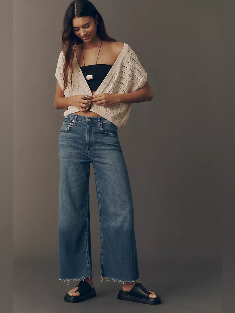 Citizens Of Humanity Lyra Crop Wide Leg Jeans Size 31